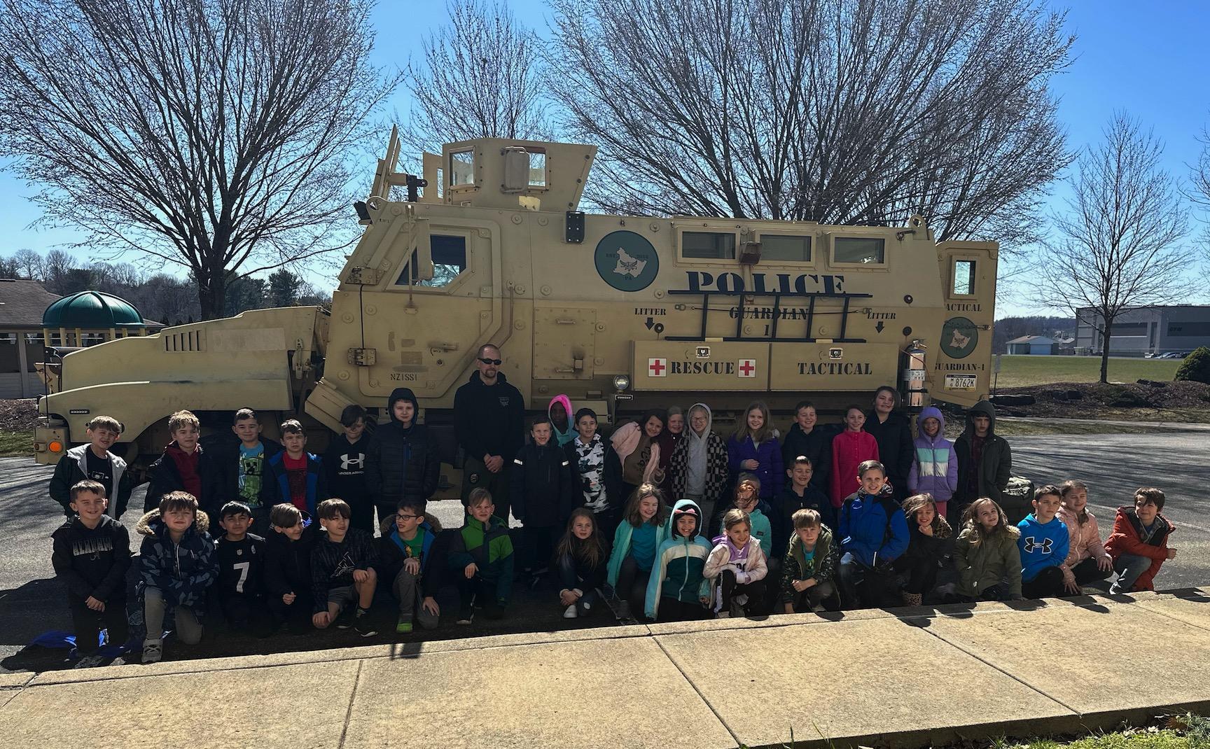 Second-grade students from McCullough Elementary were able to see the Westmoreland SWAT vehicle