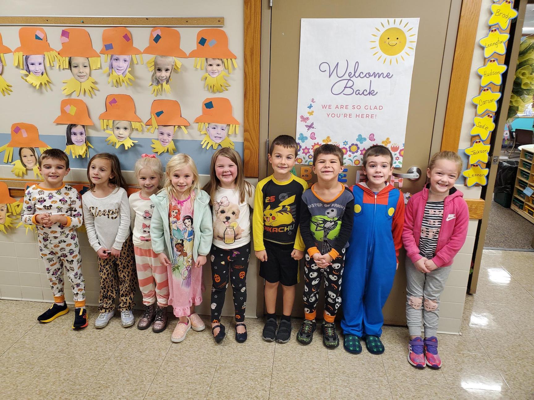 At Sunrise Elementary, Monday was pajama day with the message “Follow Your Dreams… Don’t do drugs”; here are some of the afternoon kindergarten students dressed in their PJs